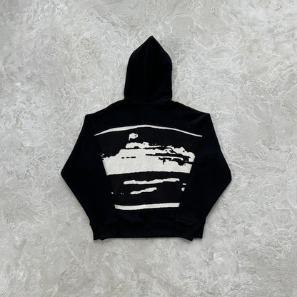Crtez Hybrid Jacquard Knit Alcatraz Hoodie - Black