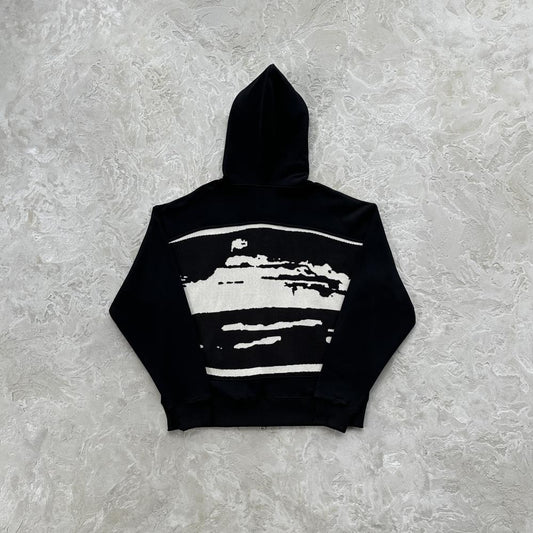 Crtez Hybrid Jacquard Knit Alcatraz Hoodie - Black