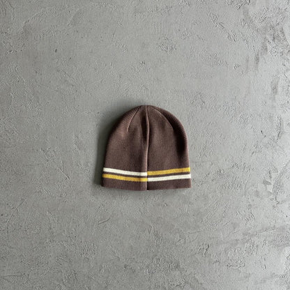 Crtez Knit Stripe Beanie - Brown