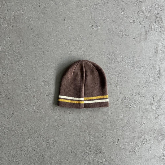 Crtez Knit Stripe Beanie - Brown