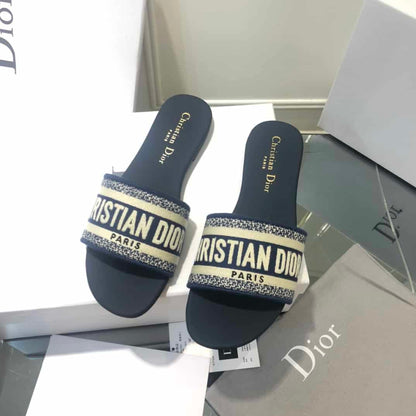 Dior Slip On Sandals - Navy Blue