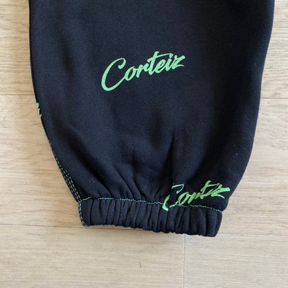 Crtez All Over Print Joggers - Black/Green