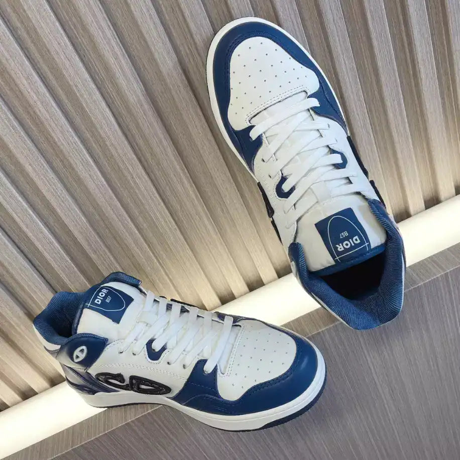 Dior B57 Mid-Top Sneakers - White/Navy