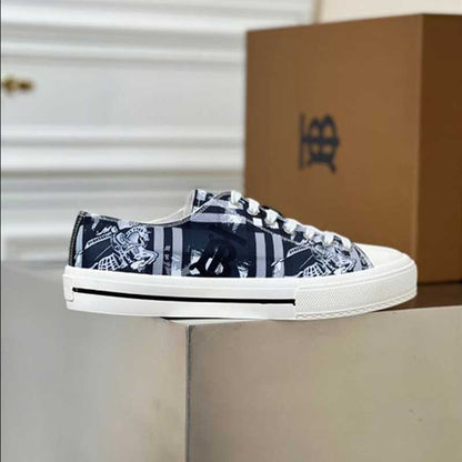 Burberry Low Top Sneakers - Blue Pattern
