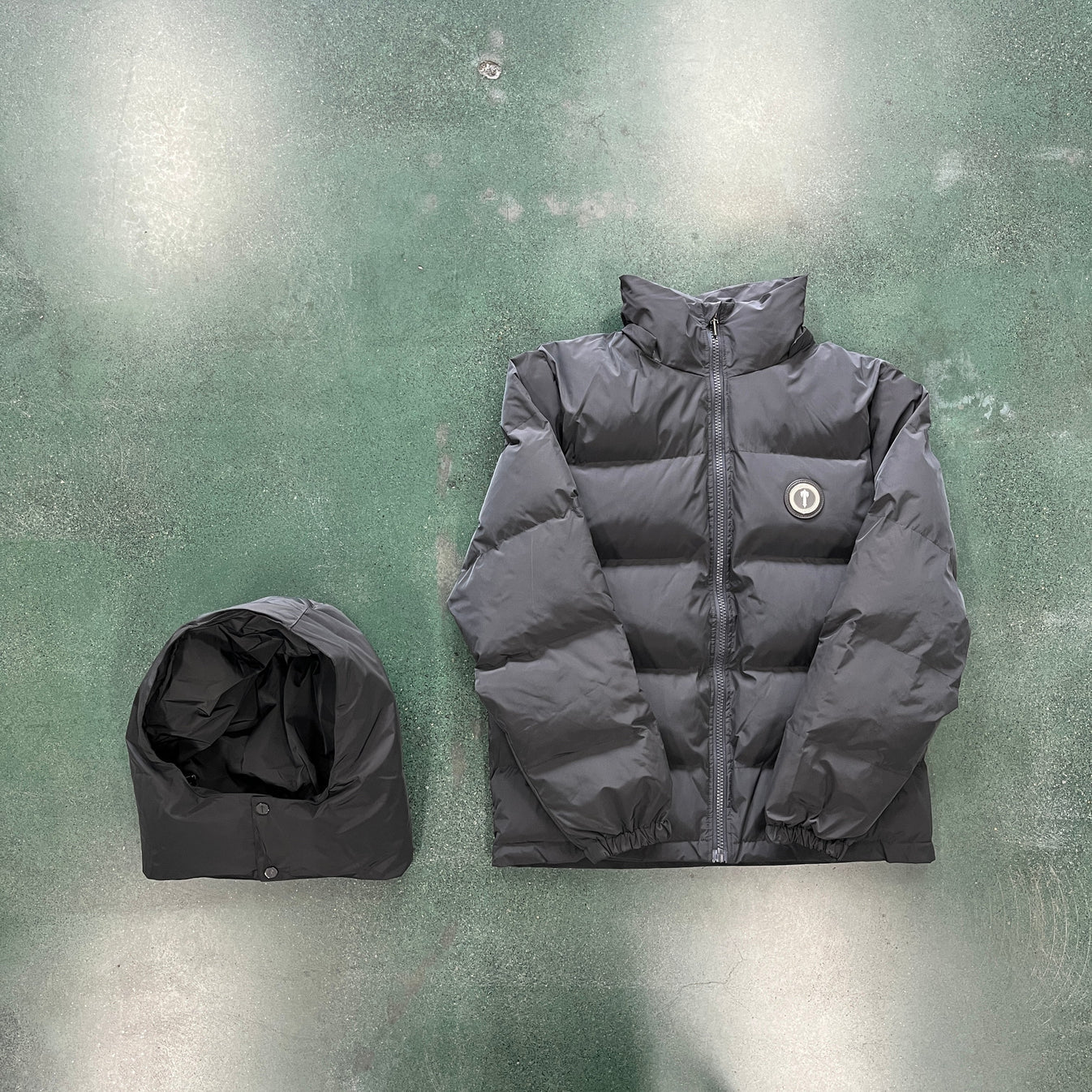 TS Detachable Hooded Puffer Jacket - Stone