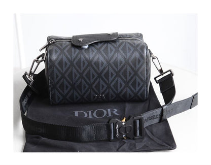 Dior Lingot 22 Diamond Canvas Side Bag - Black