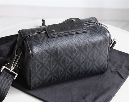 Dior Lingot 22 Diamond Canvas Side Bag - Black