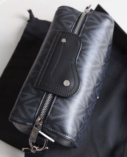 Dior Lingot 22 Diamond Canvas Side Bag - Black