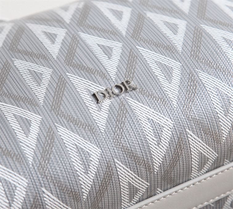 Dior Lingot 22 Diamond Canvas Side Bag - White