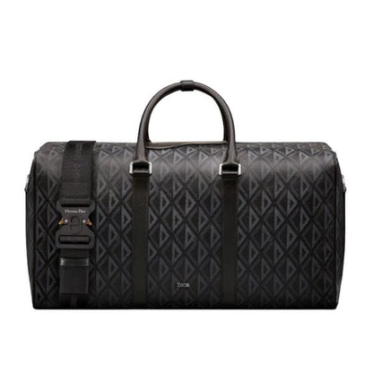 Dior Lingot 50 Diamond Canvas Duffle Bag - Black