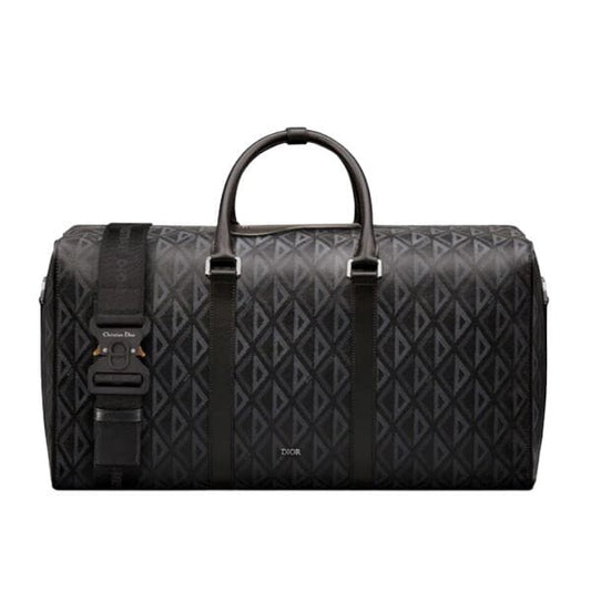 Dior Lingot 50 Diamond Canvas Duffle Bag - Black