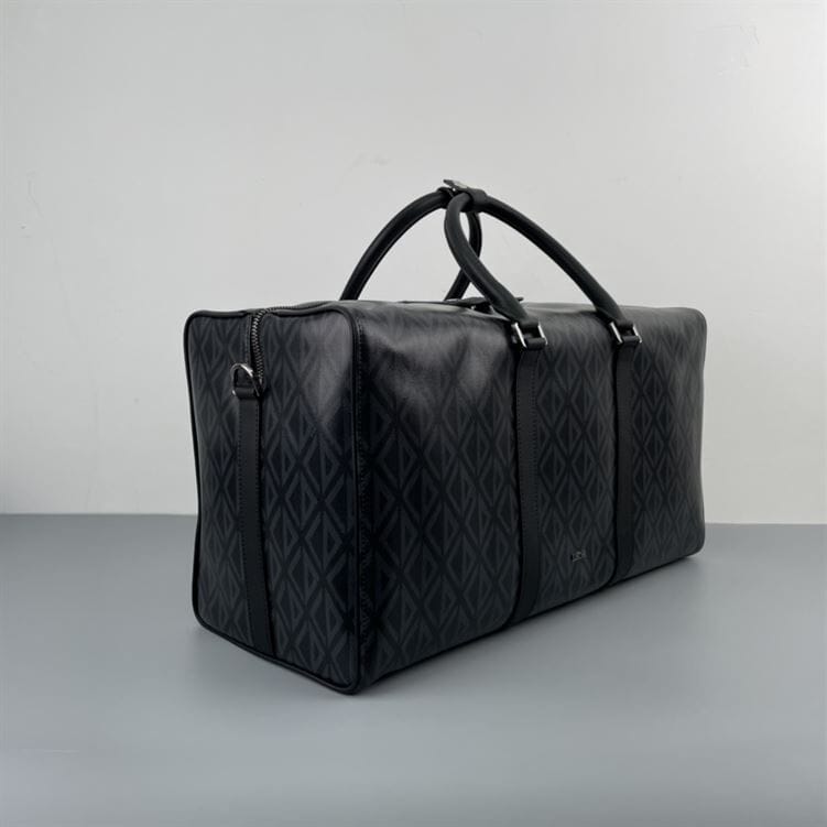 Dior Lingot 50 Diamond Canvas Duffle Bag - Black