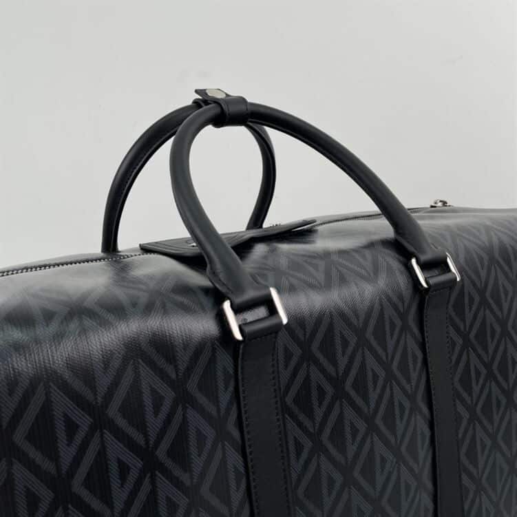 Dior Lingot 50 Diamond Canvas Duffle Bag - Black