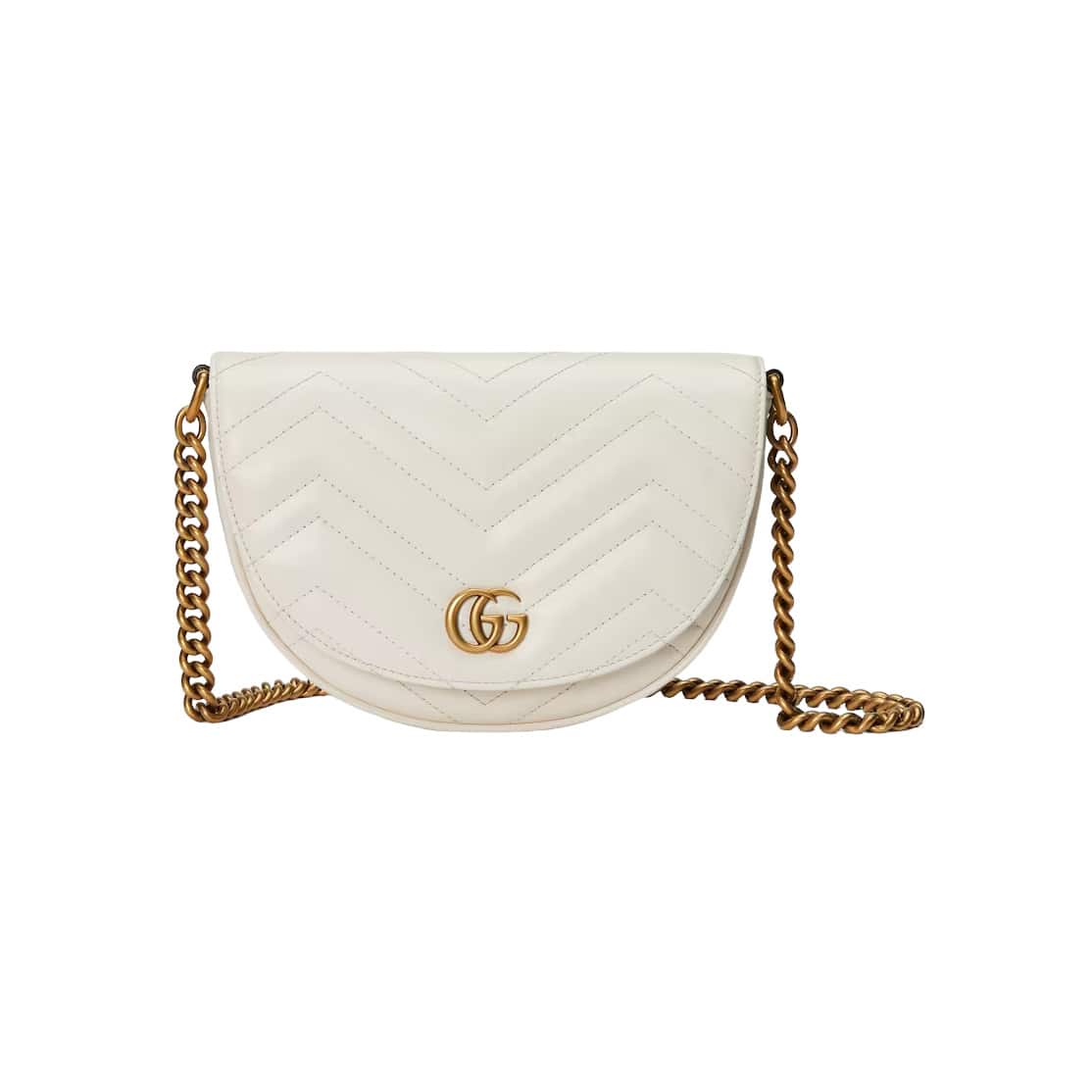 Gucci GG Marmont Matelasse Chain Bag - White