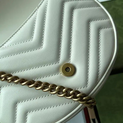 Gucci GG Marmont Matelasse Chain Bag - White