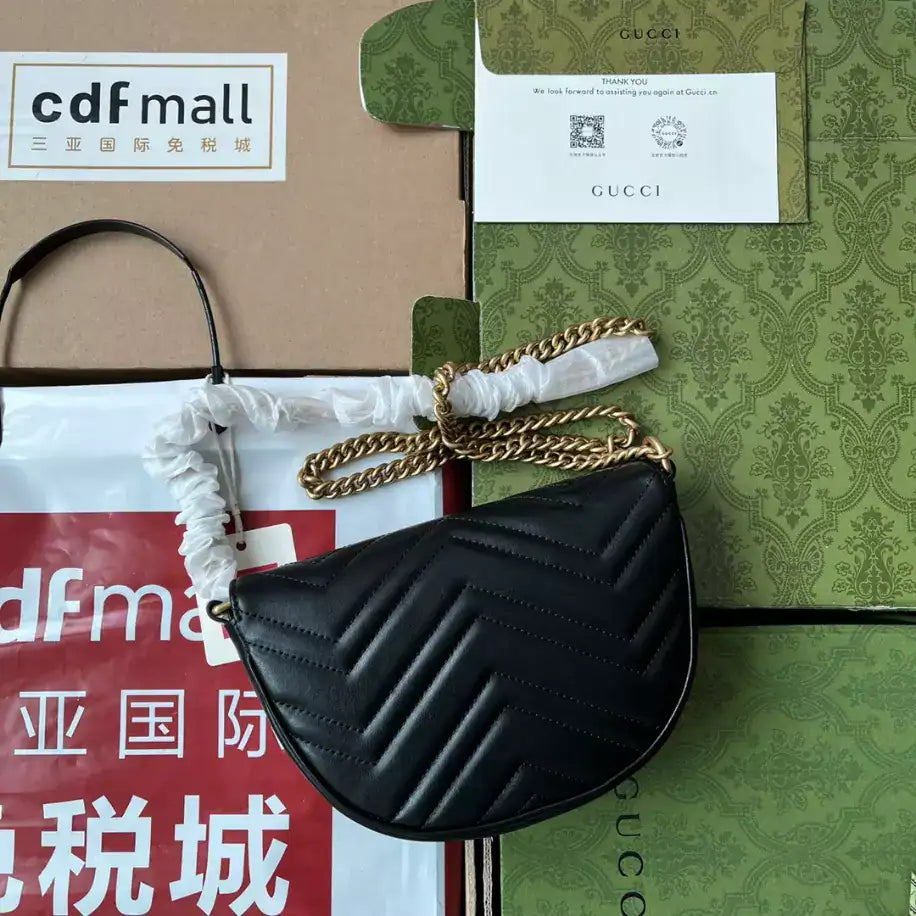 Gucci GG Marmont Matelasse Chain Bag - Black