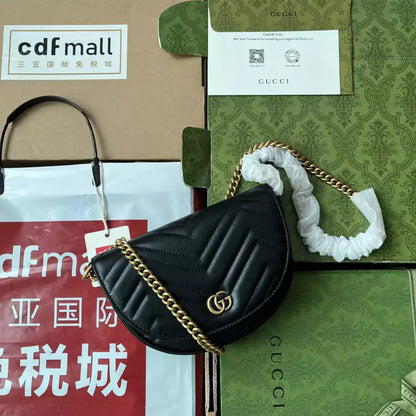 Gucci GG Marmont Matelasse Chain Bag - Black