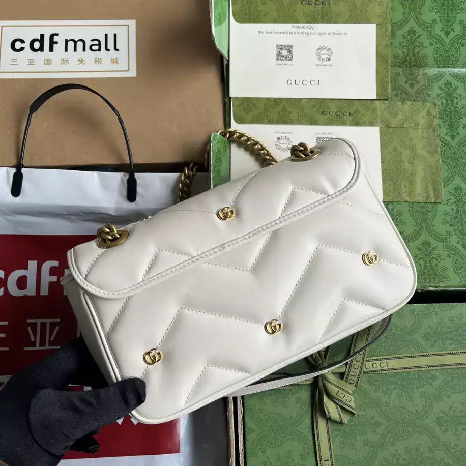 Gucci GG Marmont Small Shoulder Bag - White