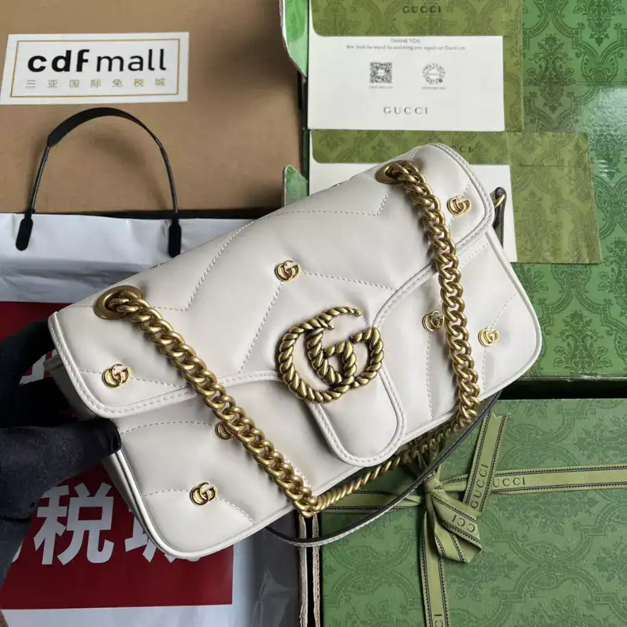 Gucci GG Marmont Small Shoulder Bag - White