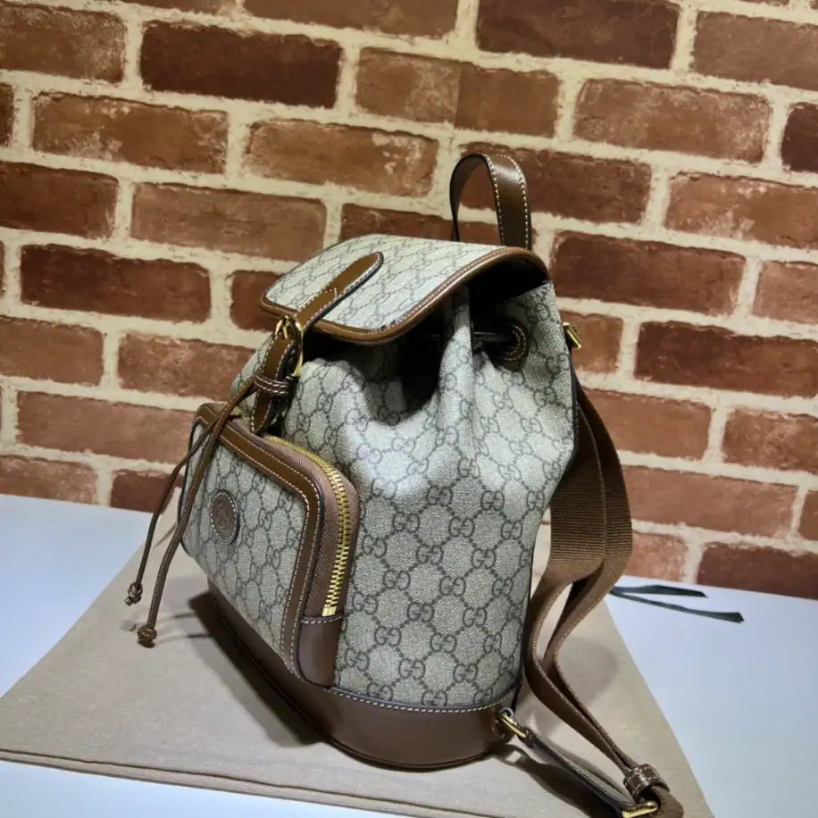 Gucci Interlocking GG Backpack - Beige