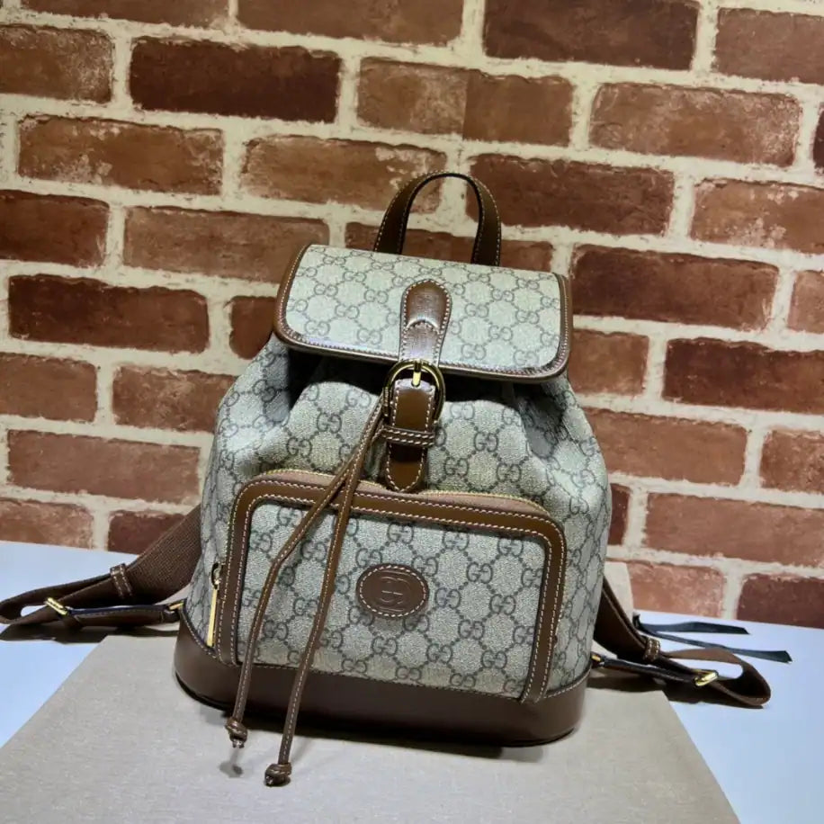 Gucci Interlocking GG Backpack - Beige