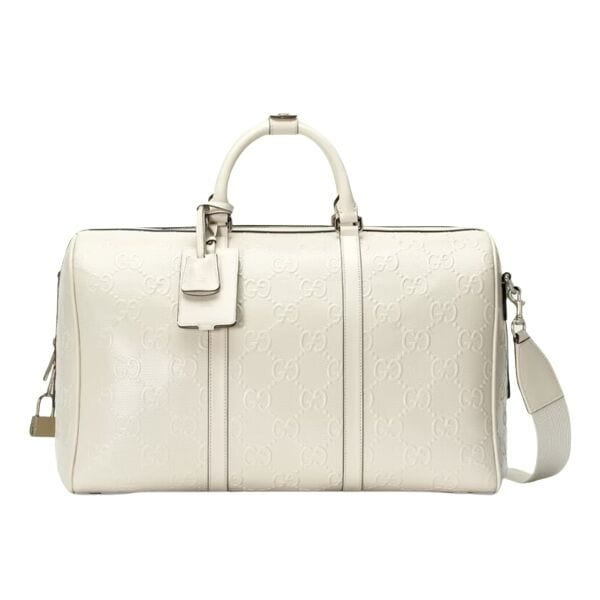 Gucci GG Embossed Duffle Bag - White