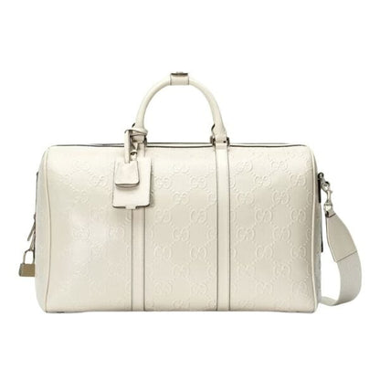 Gucci GG Embossed Duffle Bag - White
