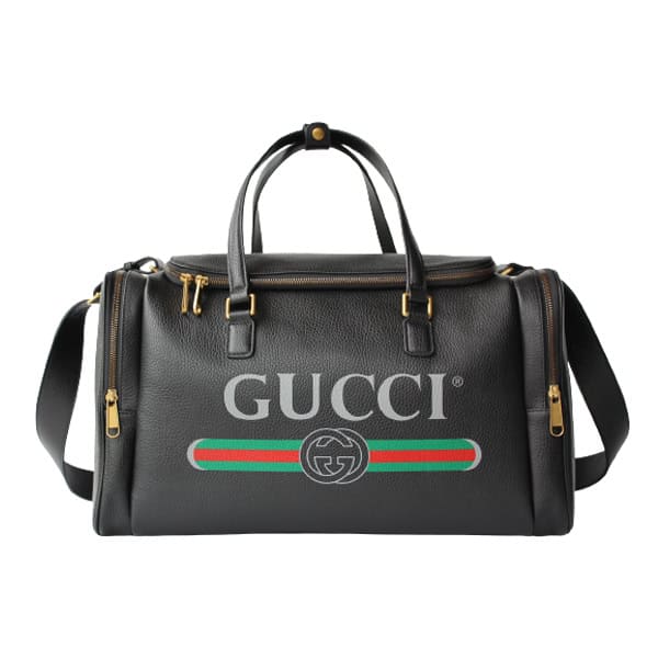 Gucci Retro Logo Leather Duffle Bag - Black
