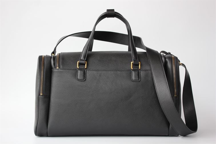 Gucci Retro Logo Leather Duffle Bag - Black