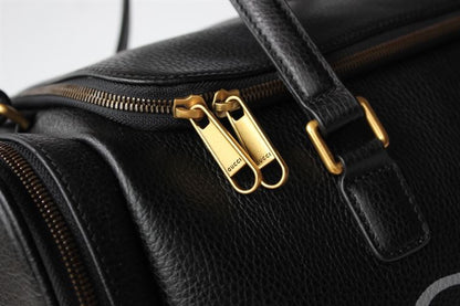 Gucci Retro Logo Leather Duffle Bag - Black
