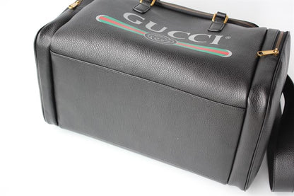 Gucci Retro Logo Leather Duffle Bag - Black