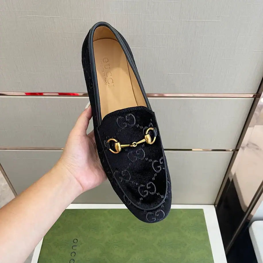 Gucci Jordaan GG Velvet Loafer - Black
