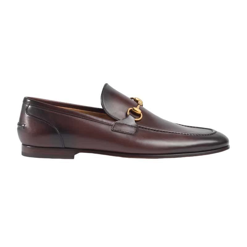 Gucci Jordaan Leather Loafers - Brown