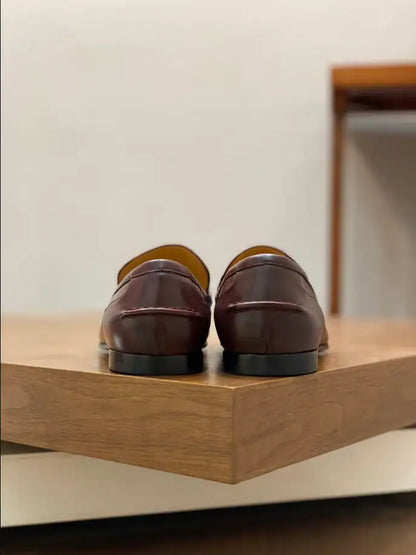 Gucci Jordaan Leather Loafers - Brown