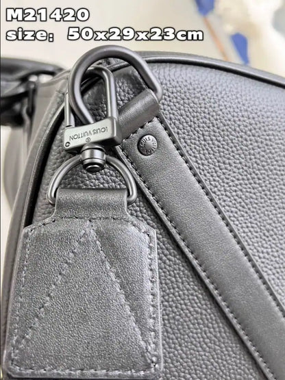 LV Keepall Bandouliere Aerogram Duffle Bag - Black