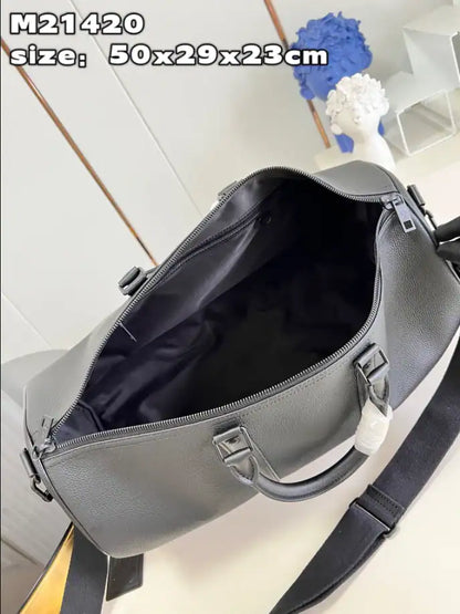 LV Keepall Bandouliere Aerogram Duffle Bag - Black