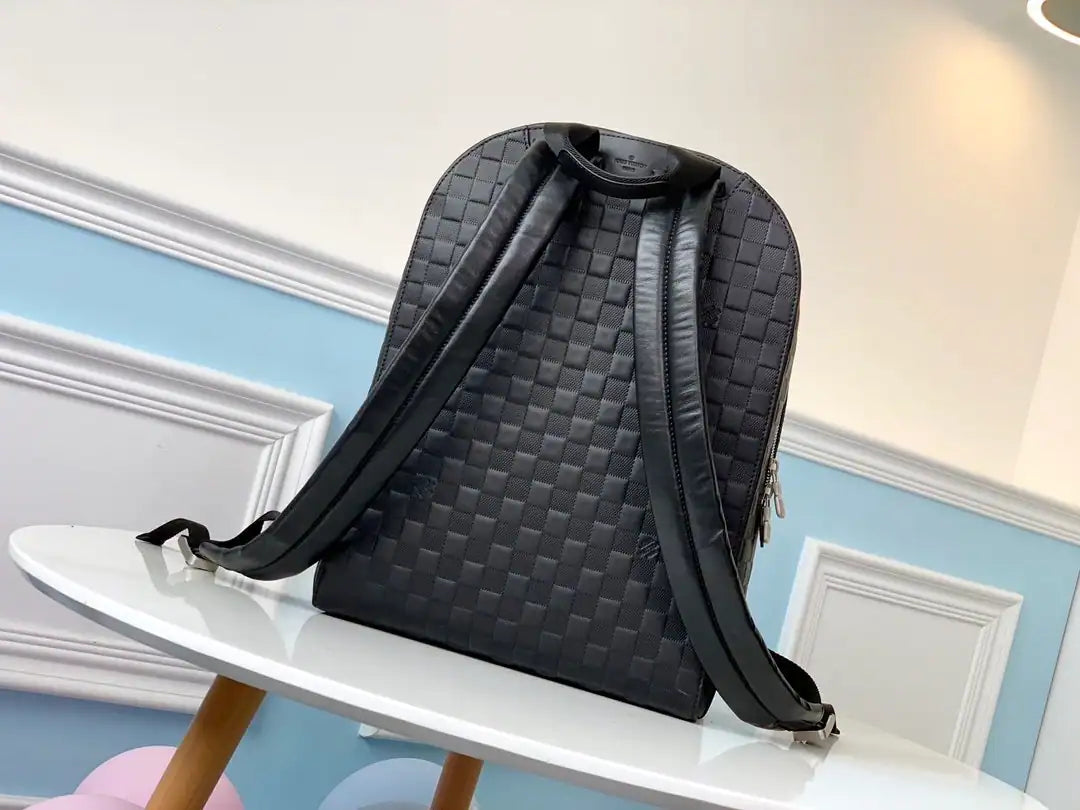 LV Campus Damier Leather Backpack - Black
