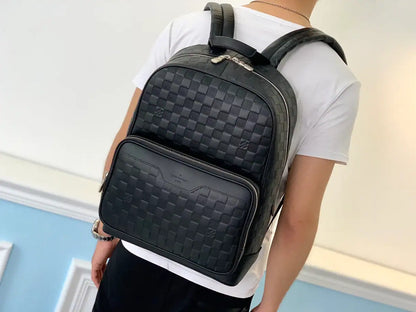 LV Campus Damier Leather Backpack - Black