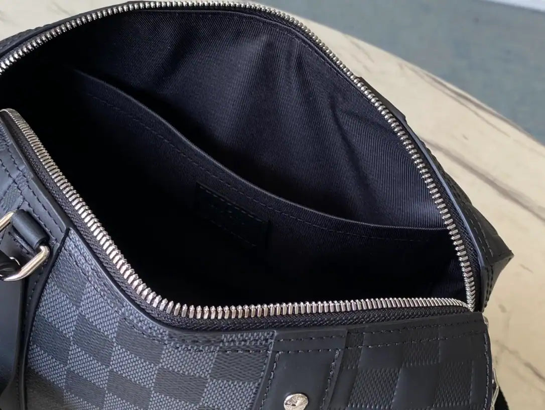 LV City Keepall Damier Infini Leather Duffle Bag - Black