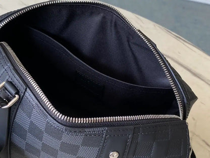 LV City Keepall Damier Infini Leather Duffle Bag - Black