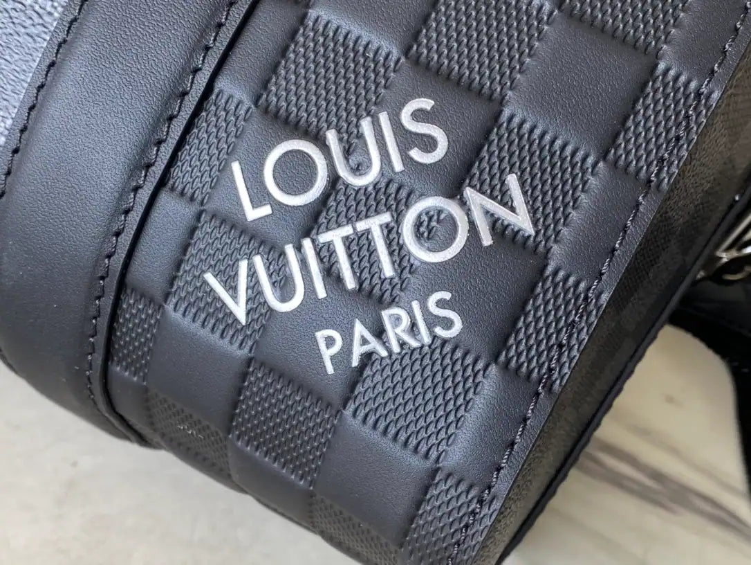 LV City Keepall Damier Infini Leather Duffle Bag - Black