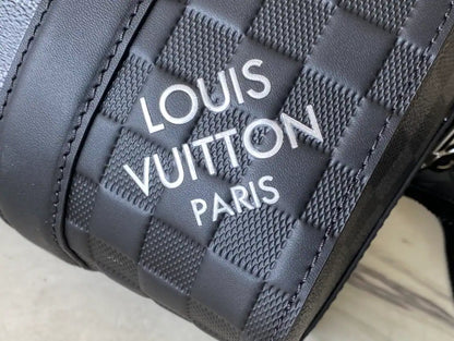 LV City Keepall Damier Infini Leather Duffle Bag - Black