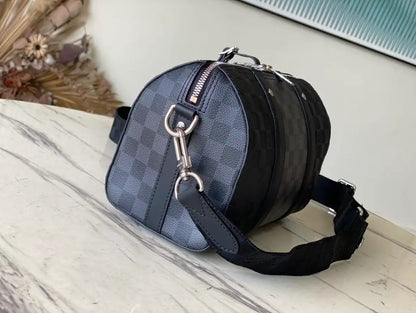 LV City Keepall Damier Infini Leather Duffle Bag - Black