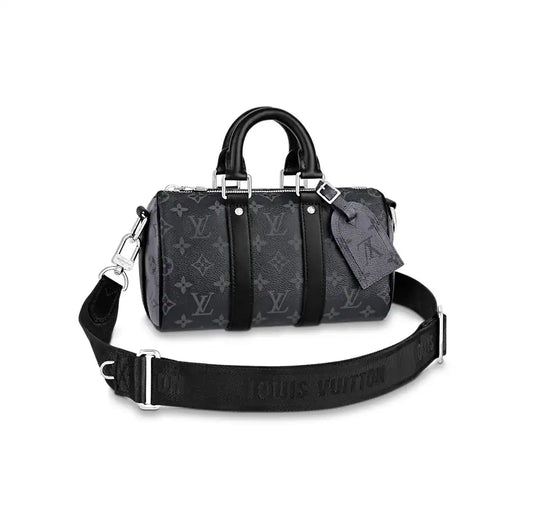 LV Keepall Bandouliere 25 Monogram Duffle Bag - Black