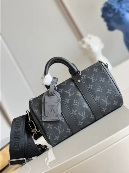 LV Keepall Bandouliere 25 Monogram Duffle Bag - Black