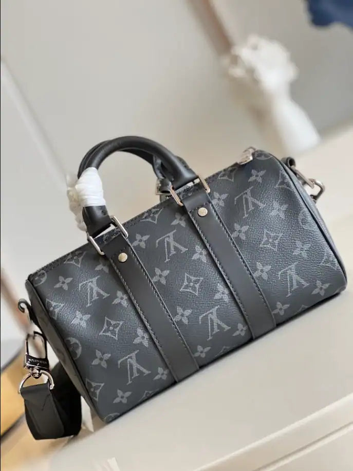 LV Keepall Bandouliere 25 Monogram Duffle Bag - Black