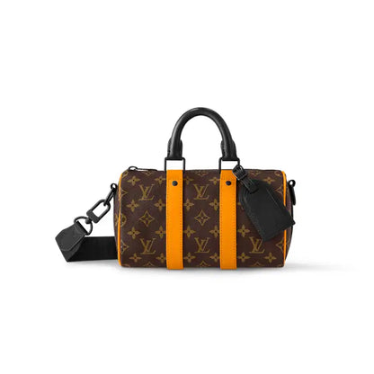 LV Keepall Bandouliere 25 Monogram Macassar Duffle Bag - Brown