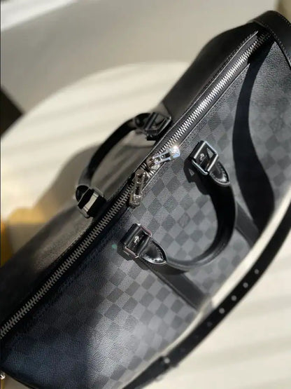 LV Keepall Bandouliere Damier Graphite Canvas Duffle Bag - Grey