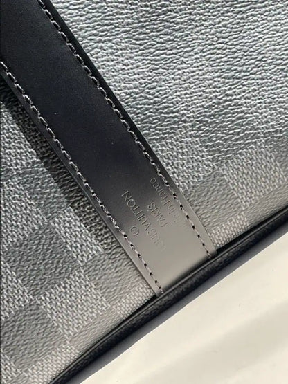 LV Keepall Bandouliere Damier Graphite Canvas Duffle Bag - Grey