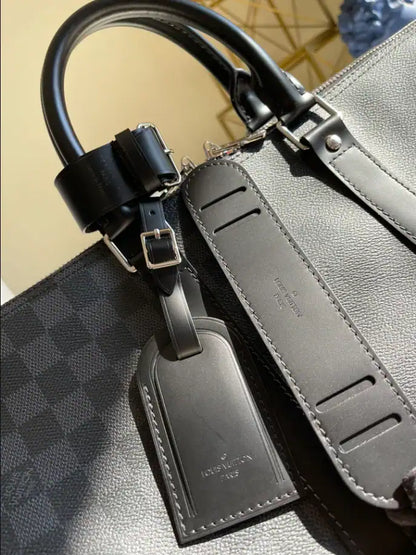 LV Keepall Bandouliere Damier Graphite Canvas Duffle Bag - Grey